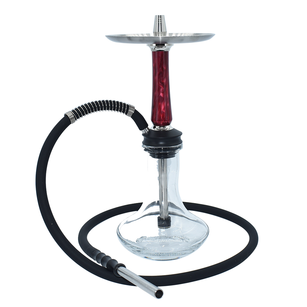 New design Wholesale wooden stem with resin shisha smoking stainless steel luxury glass shisha hookah