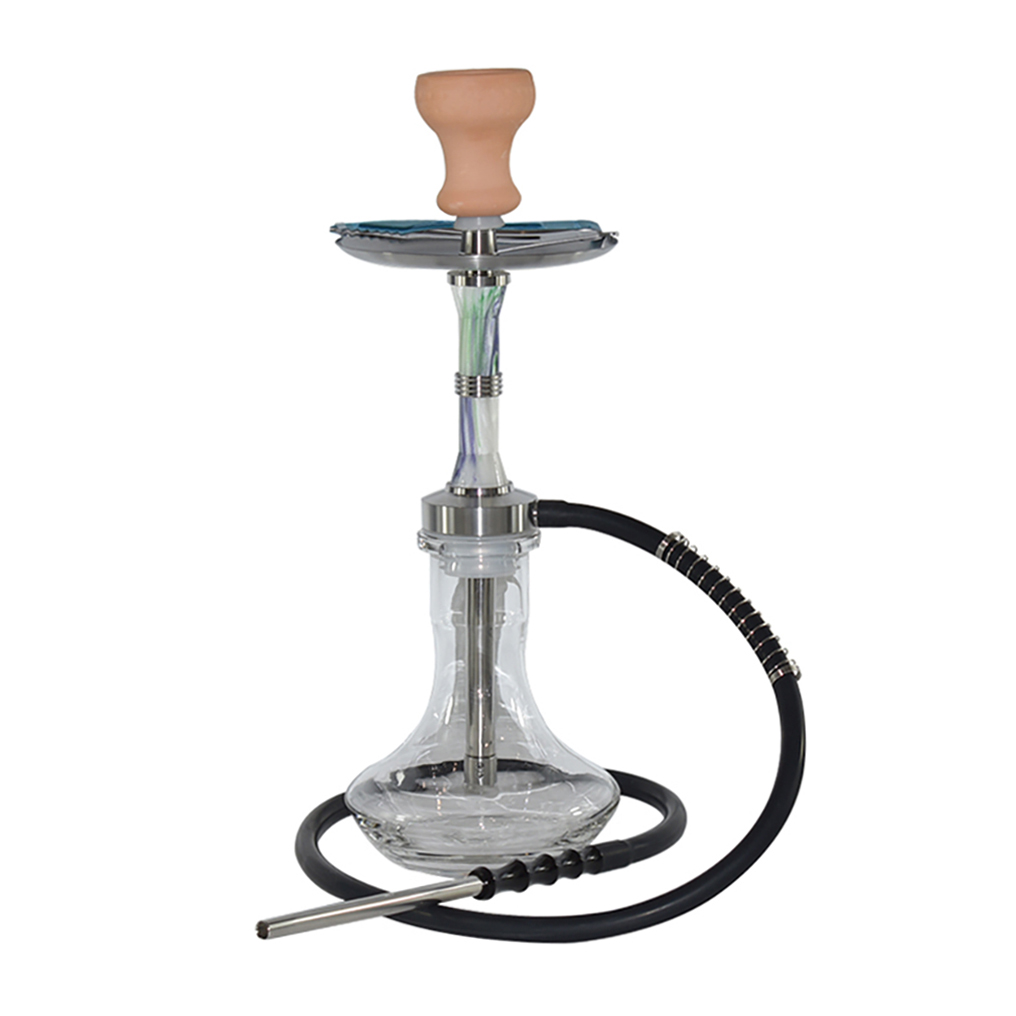 New design Wholesale wooden stem with resin shisha smoking stainless steel luxury glass shisha hookah