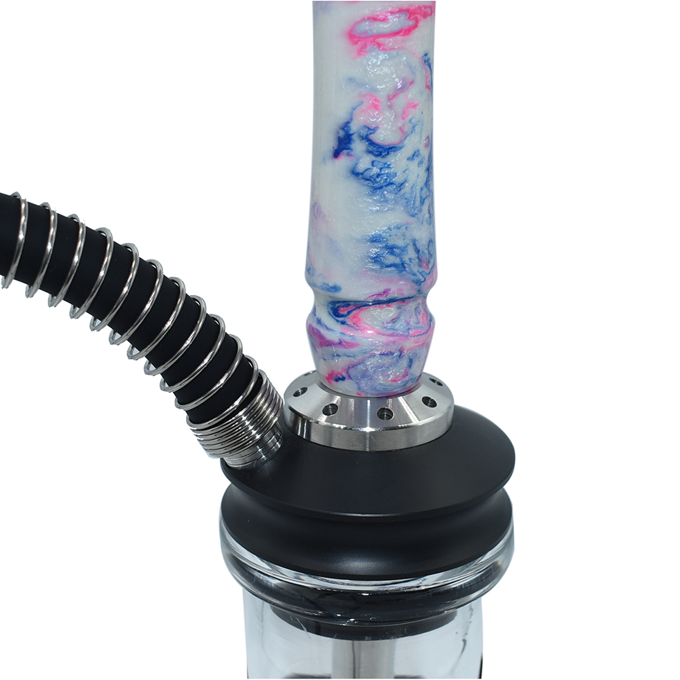 New design Wholesale wooden stem with resin shisha smoking stainless steel luxury glass shisha hookah