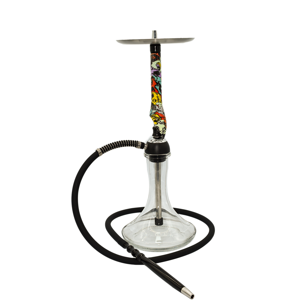 New design Wholesale wooden stem with resin shisha smoking stainless steel luxury glass shisha hookah