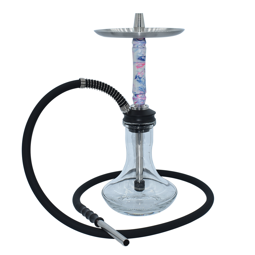 New design Wholesale wooden stem with resin shisha smoking stainless steel luxury glass shisha hookah