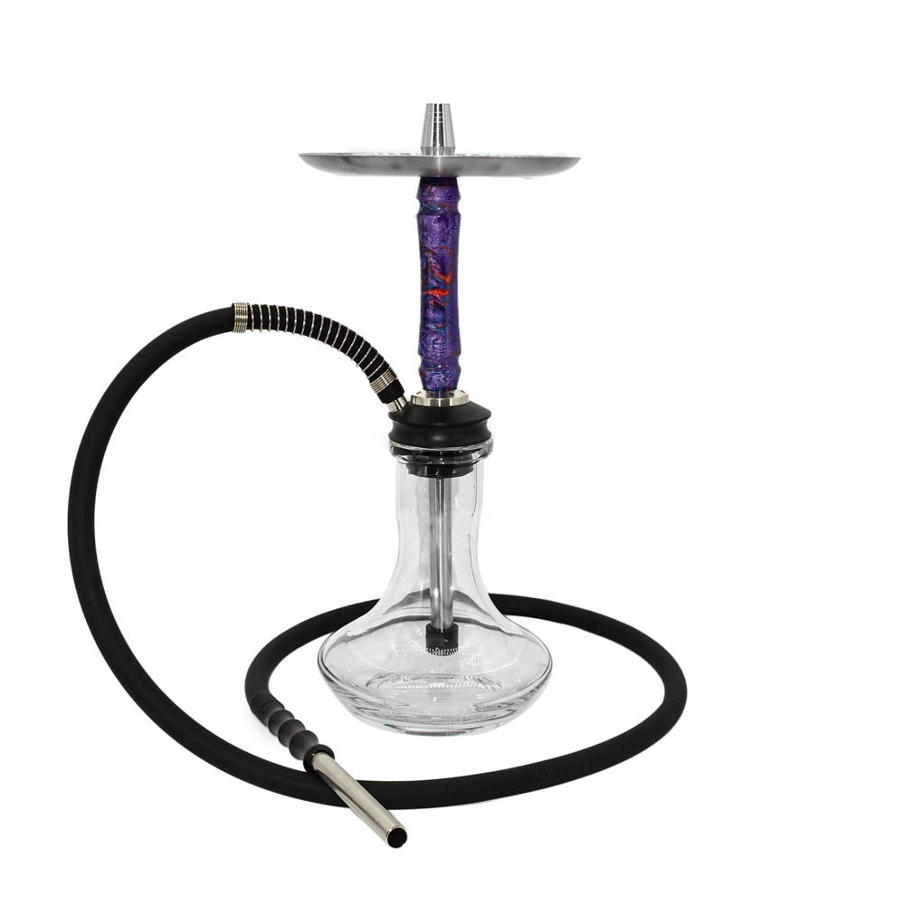 New design Wholesale wooden stem with resin shisha smoking stainless steel luxury glass shisha hookah