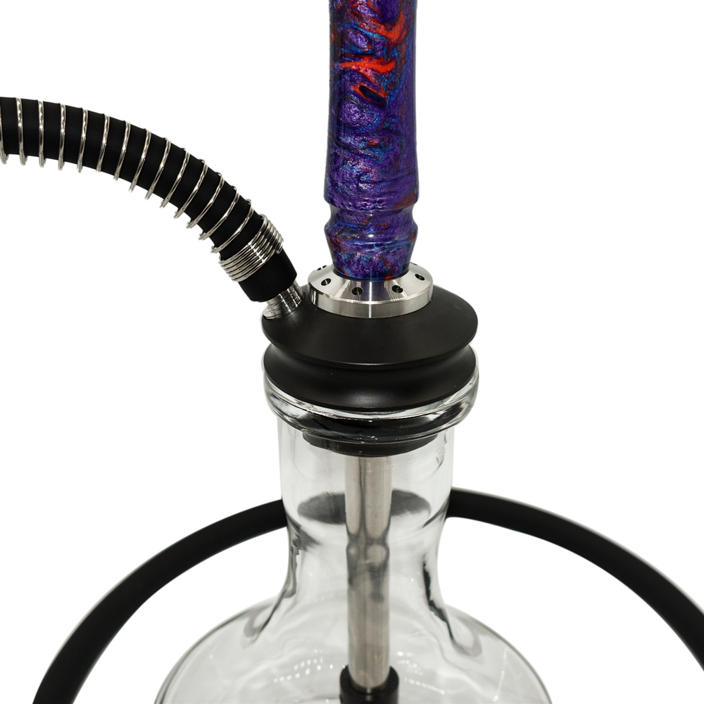 New design Wholesale wooden stem with resin shisha smoking stainless steel luxury glass shisha hookah