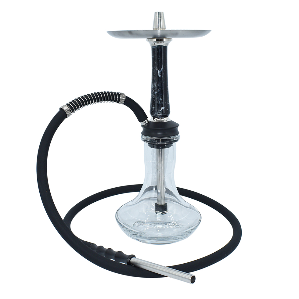 New design Wholesale wooden stem with resin shisha smoking stainless steel luxury glass shisha hookah