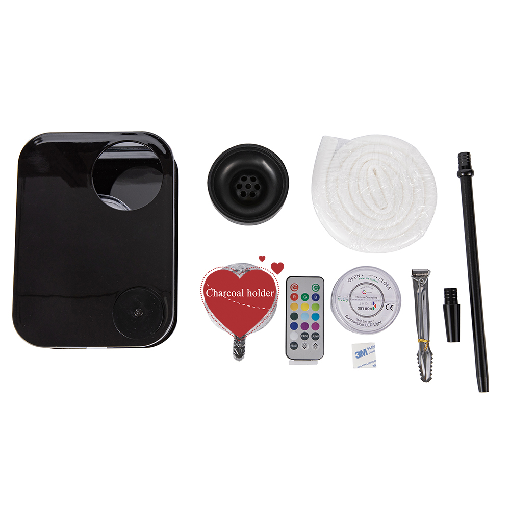 Wholesale cheap portable acrylic hookah book travel shisha box square shape hookah book with LED light